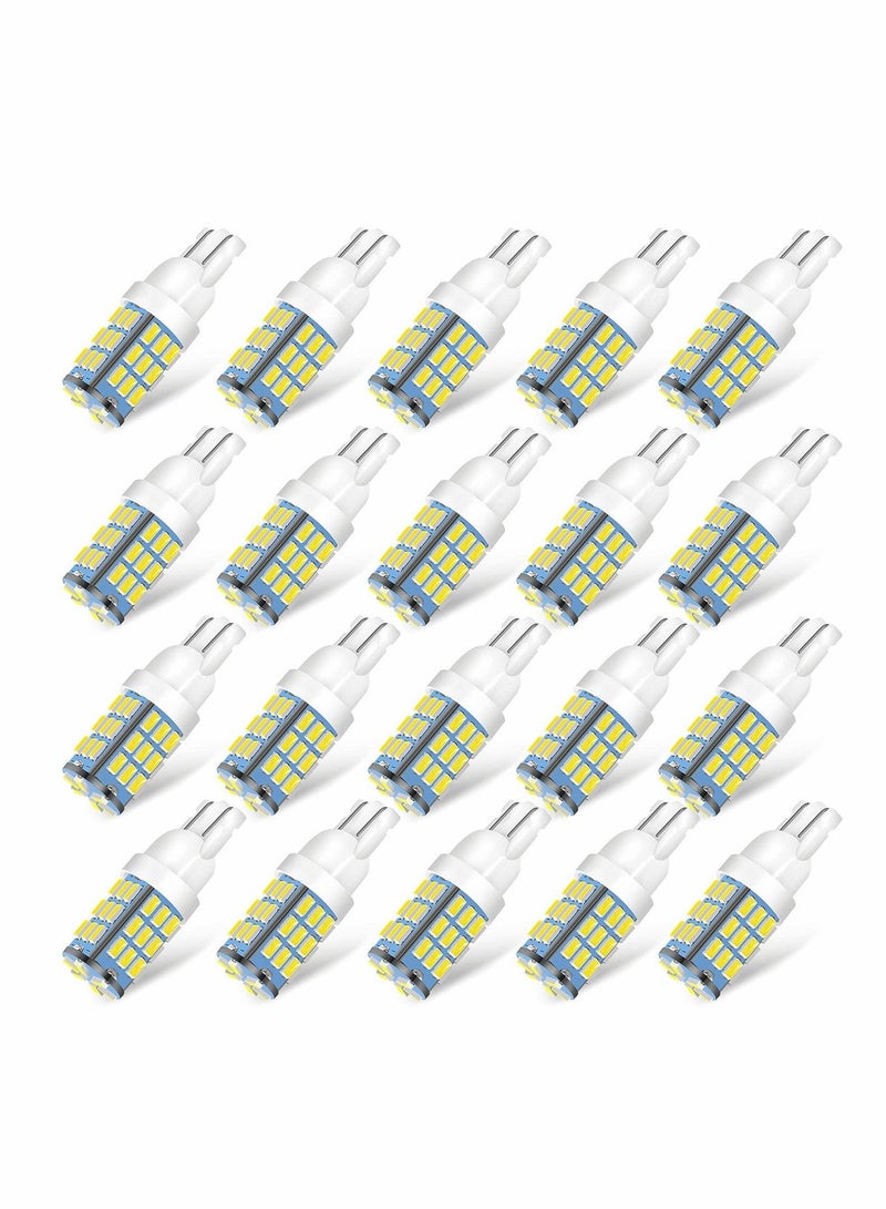 MUNTAQI 20 pcs LED Bulbs White, T10 921 194 168 175 Super Bright 3014 42-SMD LED Replacement 12 Volt Side Indicator Light, Backup Reverse Lights - Image 1