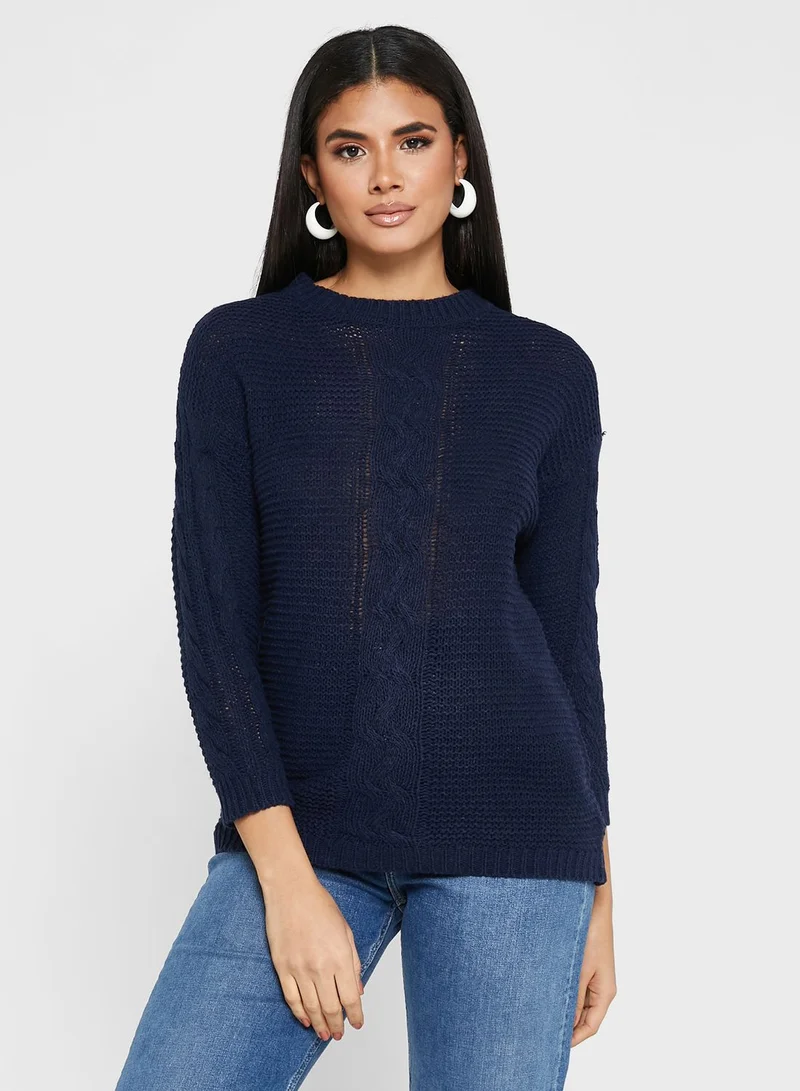 ELLA Braided Solid Sweater