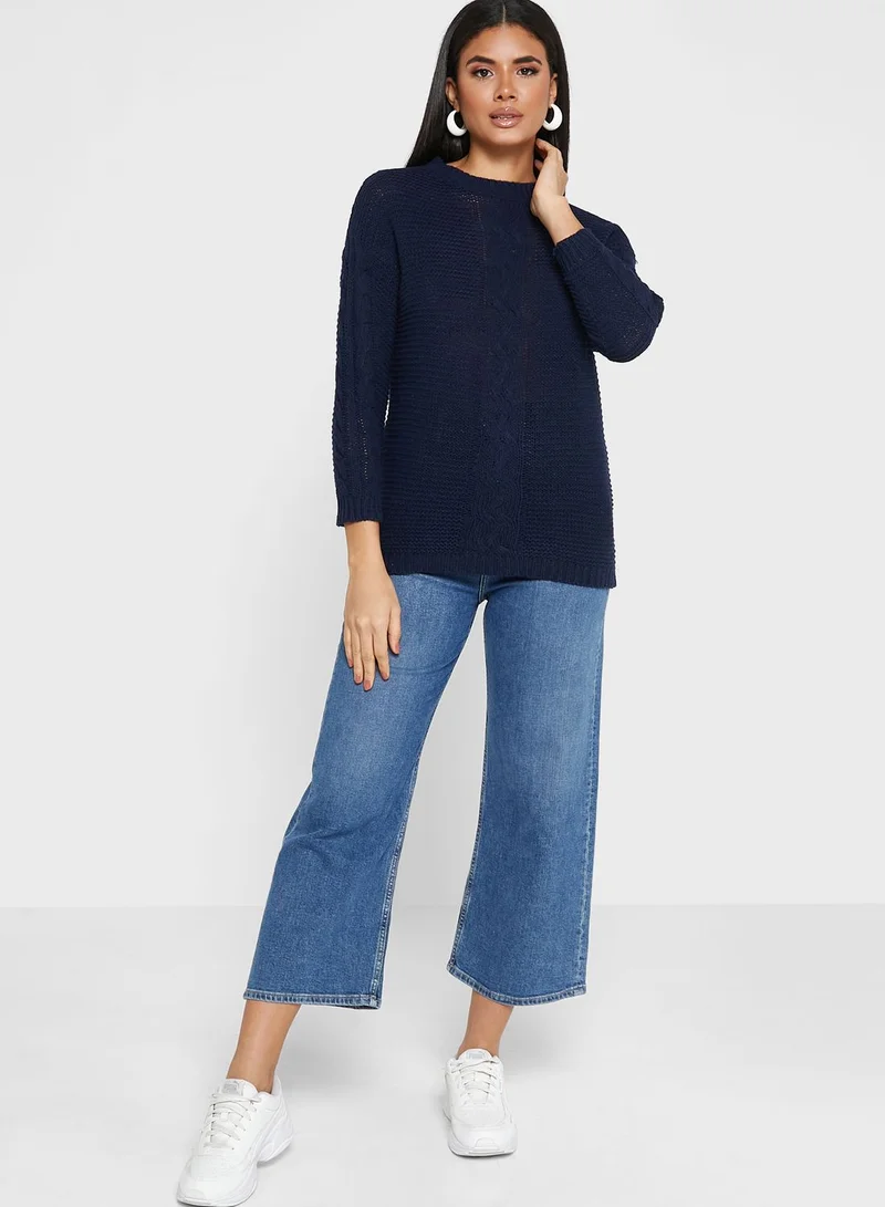 ELLA Braided Solid Sweater