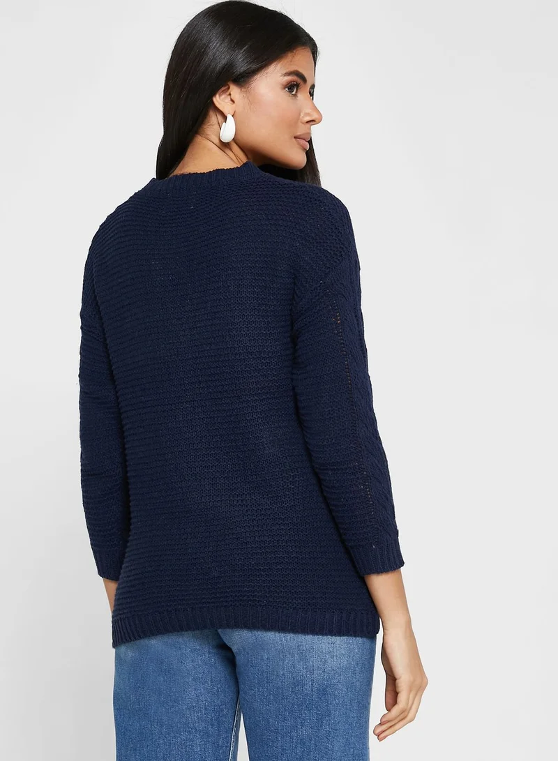ELLA Braided Solid Sweater