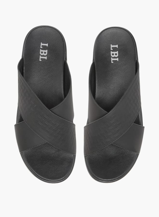 LBL by Shoexpress Men Textured Slip-On Cross Strap Sandals  - Image 1