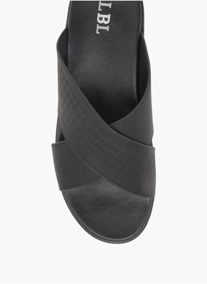 ال بي ال من شو اكسبرس Men Textured Slip-On Cross Strap Sandals Ramadan Collection