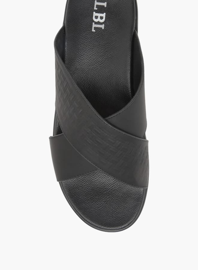 LBL by Shoexpress Men Textured Slip-On Cross Strap Sandals  - Image 3
