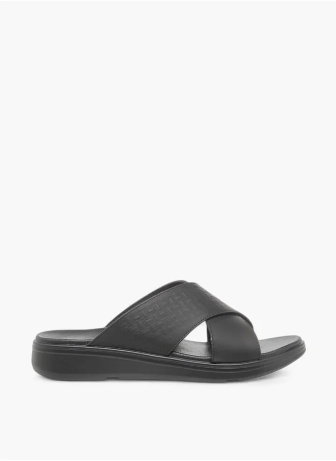 LBL by Shoexpress Men Textured Slip-On Cross Strap Sandals Ramadan Collection