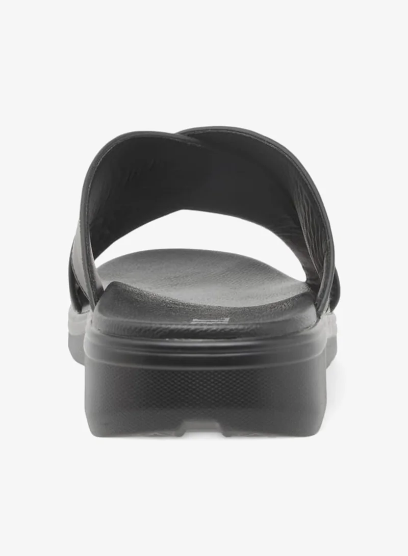 LBL By Shoexpress BLACK Men Textured Slip-On Cross Strap Sandals for Men | Best Price UAE