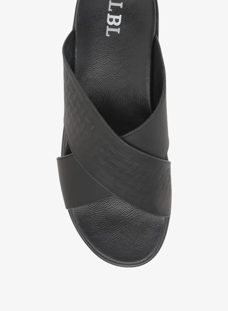 LBL By Shoexpress BLACK Men Textured Slip-On Cross Strap Sandals for Men | Best Price UAE