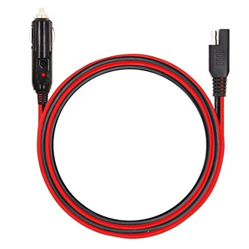 MOTOPOWER MP68996A 5FT 12V Cigarette Lighter Plug to SAE Quick Release Adapter Extension Charging Cable with Fuse and LED Light - Image 1
