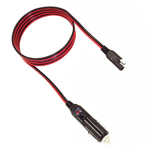 MOTOPOWER MP68996A 5FT 12V Cigarette Lighter Plug to SAE Quick Release Adapter Extension Charging Cable with Fuse and LED Light - Image 2