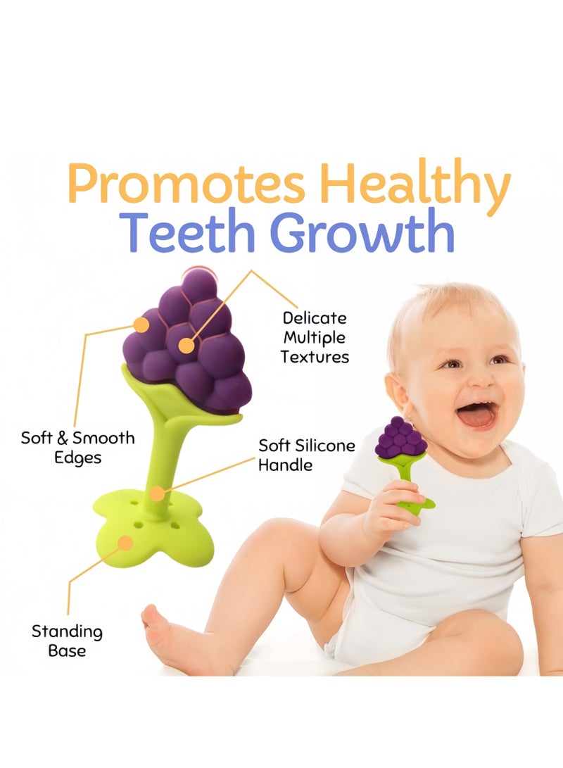 4PCS Baby Teething Toys Safe Smoothened Edges, Food Grade Soft Silicone Fruit Teethers for Babies with 1 storage box, easy to carry, 100% Bpa-Free Teether Set for Boys and Girls, Babies Gift (Strawberry+Peach+Orange+Peach)  - Image 2