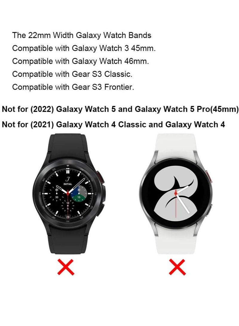 Captaintech Compatible with Galaxy Watch 45mm/46mm Bands, 2 Pack Genuine Leather 22mm Watch Strap with Black Buckle, Compatible for Gear S3 Frontier Classic Smartwatch Brown+Black - Image 3