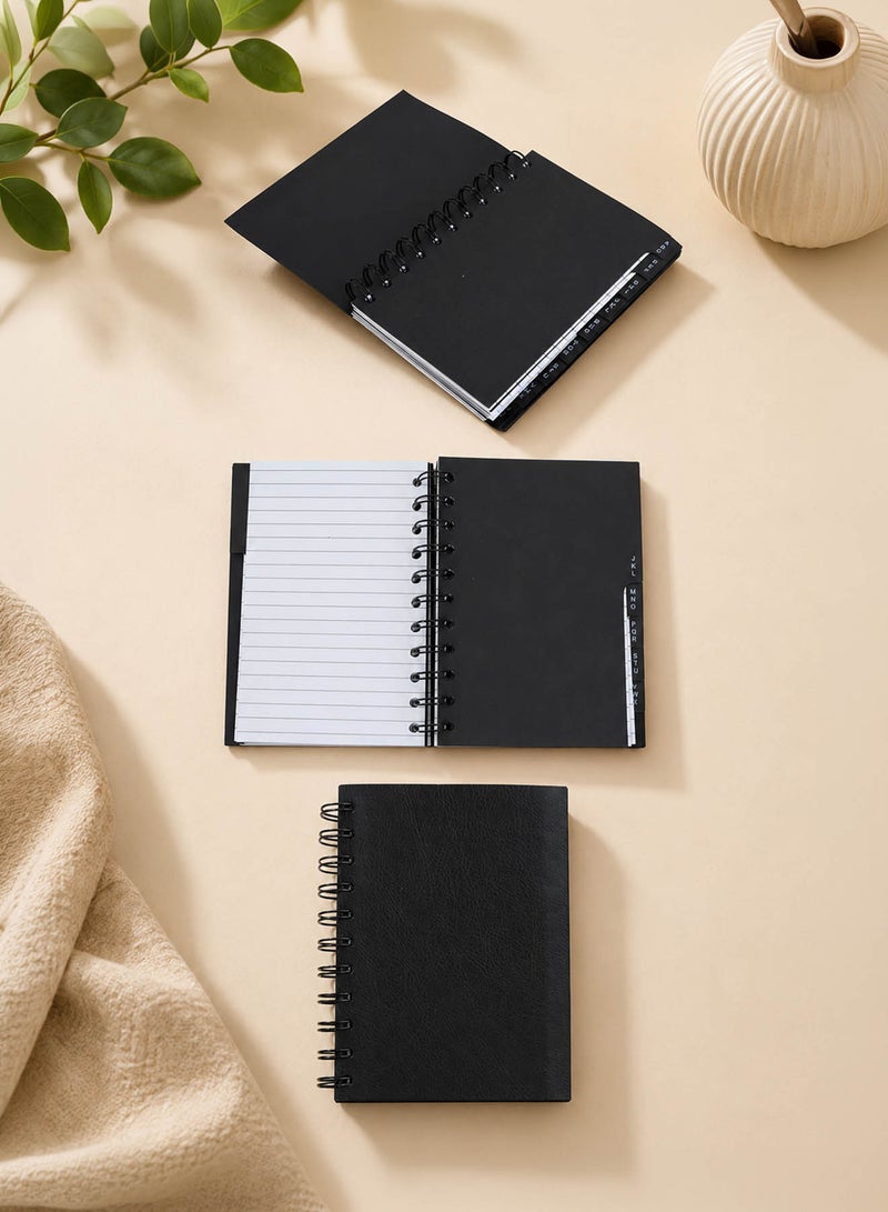 Midi Small Black Minimalist Spiral Address Notebook - Image 1