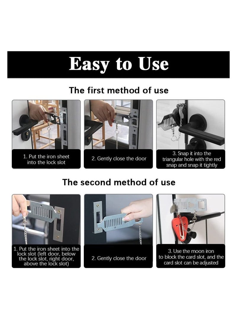 2PCS Portable Door Lock Safety Door Lock Travel Add Extra Locks for Additional Safety and Privacy, Anti-Theft Safety and Privacy Lock for Home Apartment School - Image 4