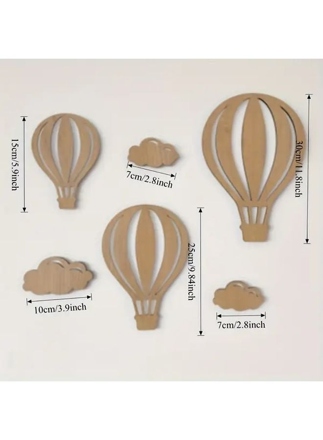 Self Adhesive Wooden Hot Air Balloon Wall Decor Set Farmhouse Art with Clouds - Image 3