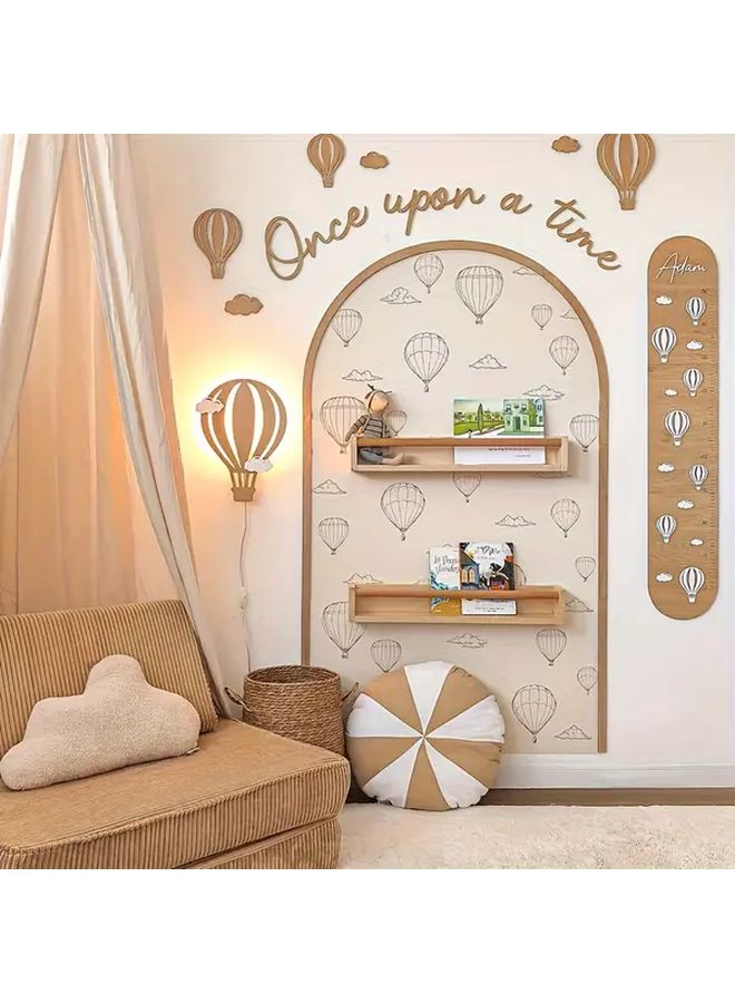 Self Adhesive Wooden Hot Air Balloon Wall Decor Set Farmhouse Art with Clouds - Image 4