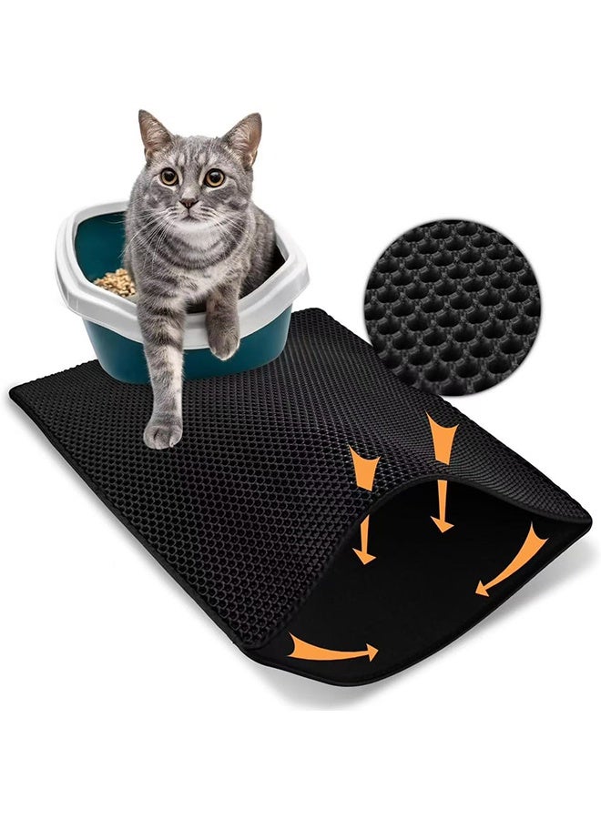 حصيرة لفضلات القطط، مصيدة لفضلات القطط بتصميم مزدوج الطبقة على شكل قرص العسل، حصيرة قطط مقاومة للماء للفضلات خالية من مادة BPA - Image 3
