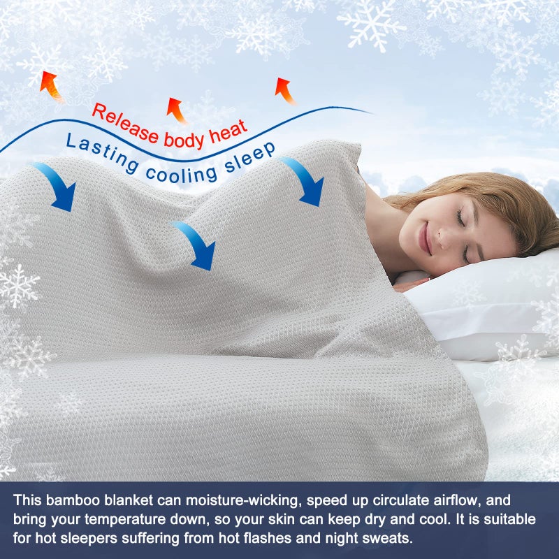 DANGTOP Cooling Blankets, 100% Rayon Derived from Bamboo, Absorbs Body Heat to Keep Cool on Warm Night, Ultra-Cool Lightweight Blanket(90x108 inches, Grey) - Image 3