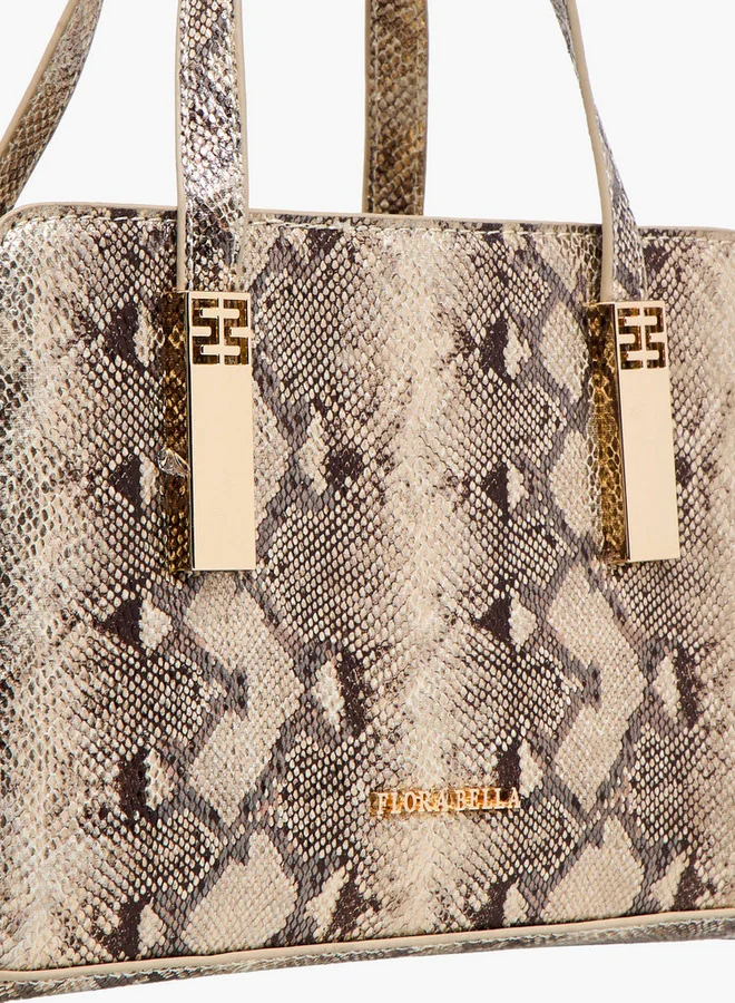 Flora Bella By Shoexpress Solid Tote Bag with Double Handle and Zip Closure