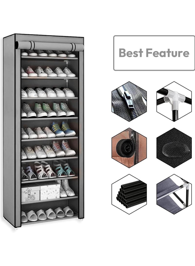 DubaiGallery خزانة أحذية بغطاء مضاد للغبار بـ 9 طبقات لتنظيم التخزين للممر وغرفة المعيشة - Image 3