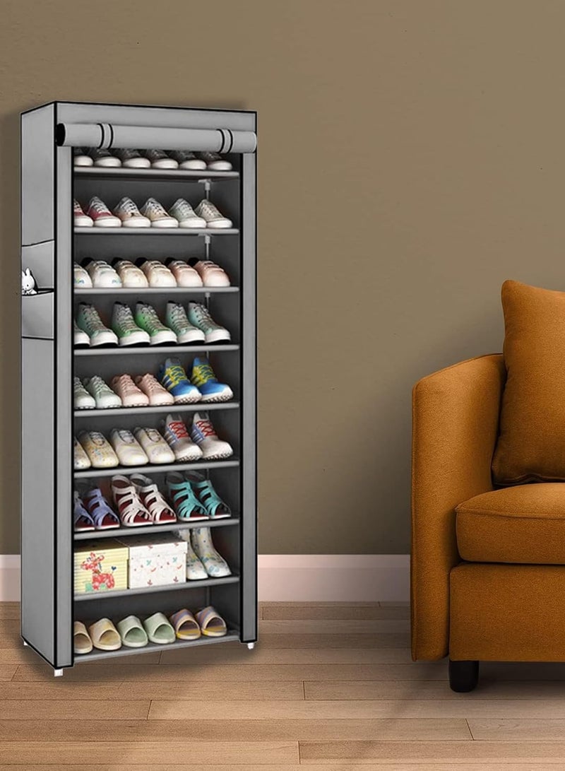 DubaiGallery خزانة أحذية بغطاء مضاد للغبار بـ 9 طبقات لتنظيم التخزين للممر وغرفة المعيشة - Image 4