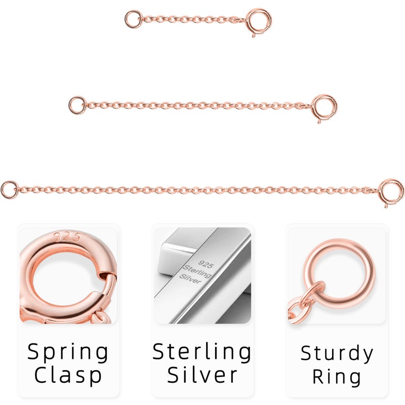 VANBARIS Rose Gold Necklace Extenders Rose Gold Extender Chain Necklace Extenders for Women Sterling Silver Extender for Necklace 1inch 2inch 3inch (Rose Gold) - Image 4
