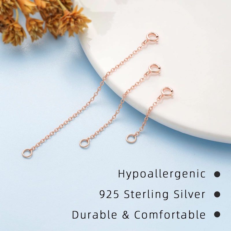 VANBARIS Rose Gold Necklace Extenders Rose Gold Extender Chain Necklace Extenders for Women Sterling Silver Extender for Necklace 1inch 2inch 3inch (Rose Gold) - Image 5