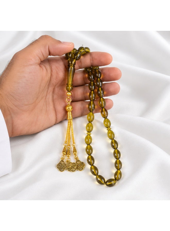 TranquilBeads 3-Piece Green Amber-Look Resin Tasbih Set, 33-Bead Misbaha, Lightweight Muslim Gift for Ramadan, Eid, Hajj & Umrah - Image 4