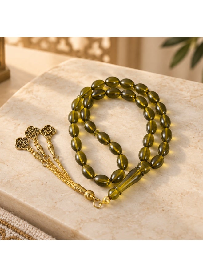 TranquilBeads 3-Piece Green Amber-Look Resin Tasbih Set, 33-Bead Misbaha, Lightweight Muslim Gift for Ramadan, Eid, Hajj & Umrah - Image 5