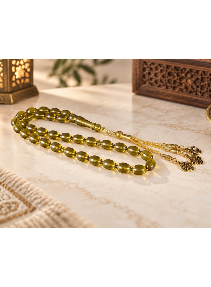 TranquilBeads 3-Piece Green Amber-Look Resin Tasbih Set, 33-Bead Misbaha, Lightweight Muslim Gift for Ramadan, Eid, Hajj & Umrah - Image 2