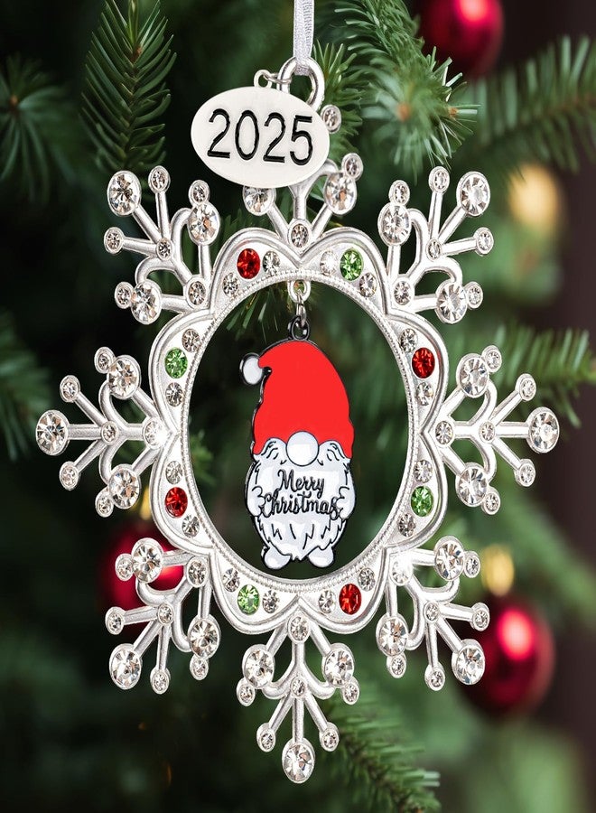 kockuu 2025 Dated Metal Snowflake Gnome Christmas Ornaments for Tree Decorations DIY Craft Winter Snowflake Keepsake Gifts Home Party Decor - Image 1