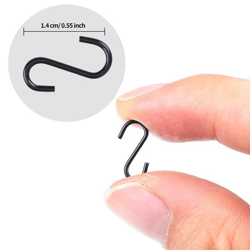 Senkary 200 Pieces 1/2 Inch Mini S Hooks Small S Hooks Stainless Steel S Shaped Hooks for Ornaments, Jewelry and Hanging (Black) - Image 2