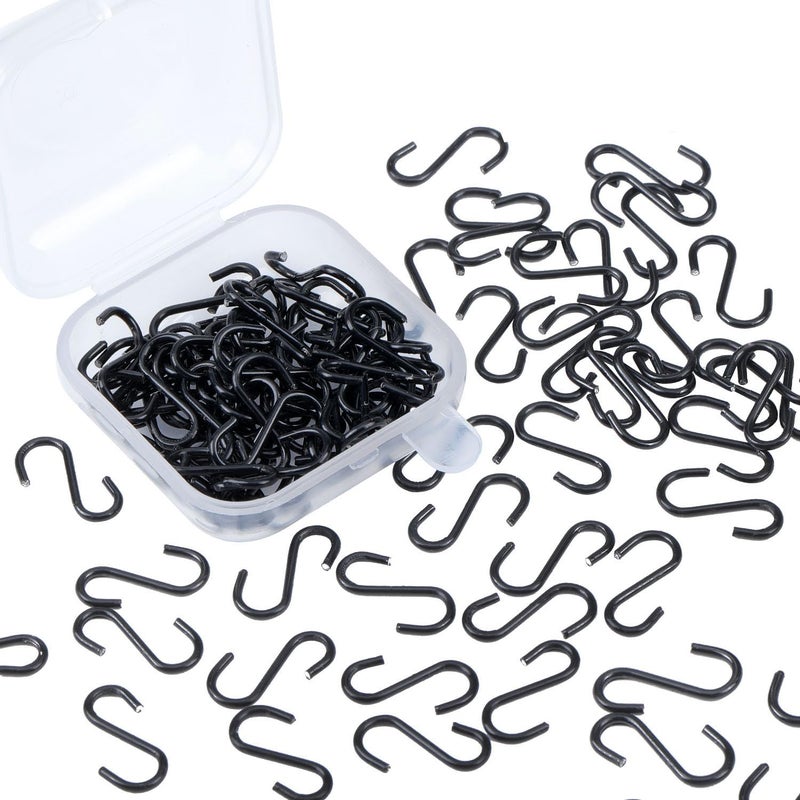 Senkary 200 Pieces 1/2 Inch Mini S Hooks Small S Hooks Stainless Steel S Shaped Hooks for Ornaments, Jewelry and Hanging (Black) - Image 1