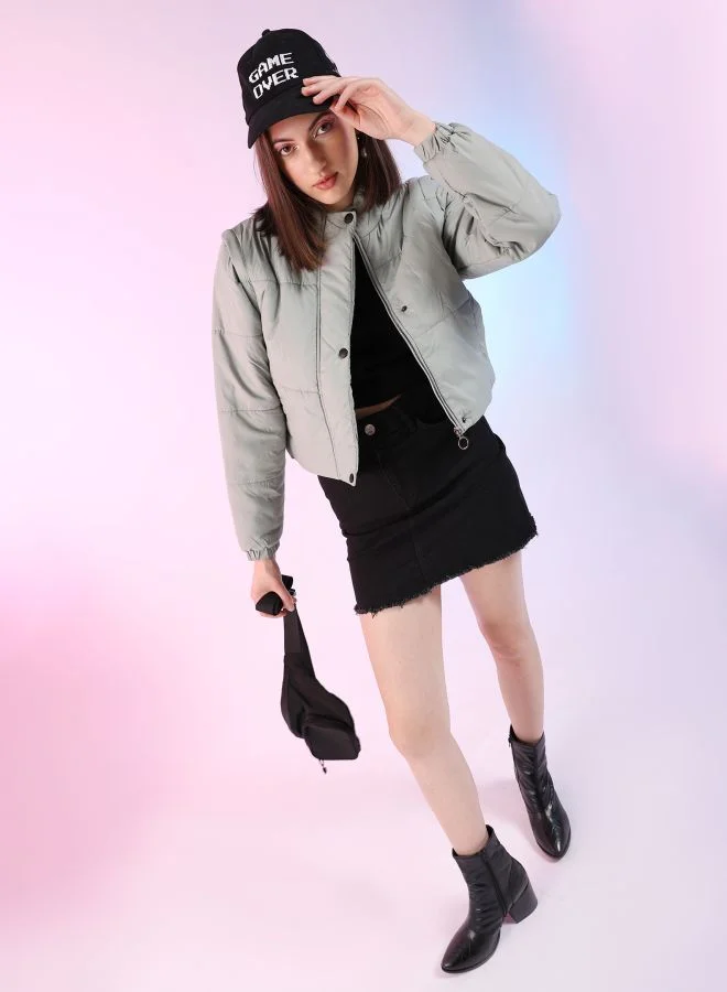 Freehand Women Regular Fit Solid Puffer Jacket