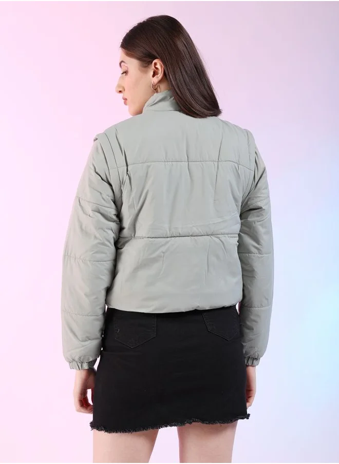 Freehand Women Regular Fit Solid Puffer Jacket