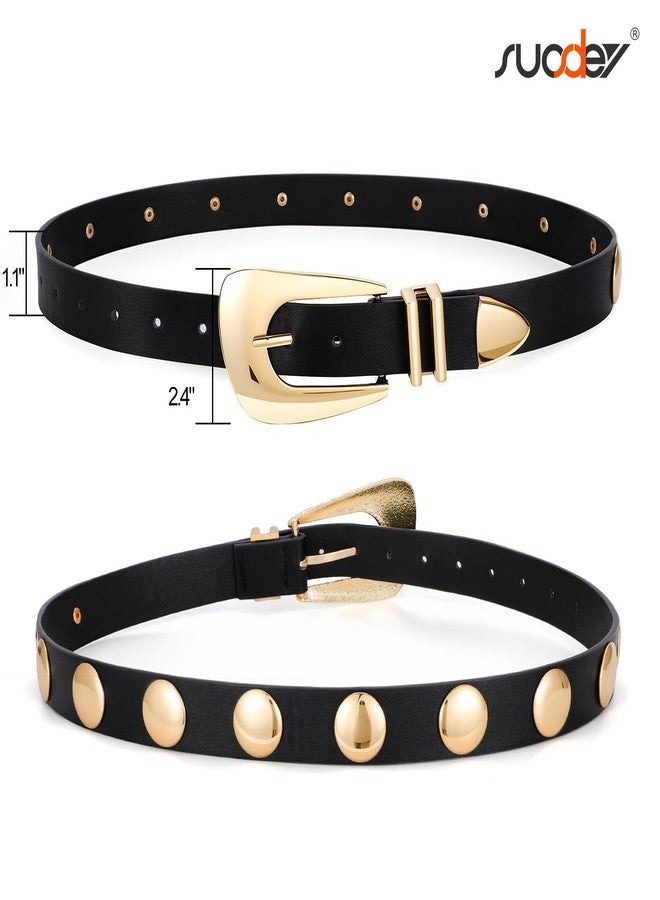 سوزدي حزام نسائي من الجلد المرصع بالذهب من SUOSDEY، حزام خصر عصري بنمط البانك مع مشبك ذهبي - Image 5