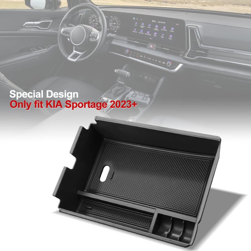 ANFOKAS Compatible with Kia Sportage 2026 2025 2024 2023 Accessories NQ5 Car Interior Center Console Organizer Armrest Storage Box Armrest Cover Insert Tray -Black - Image 3