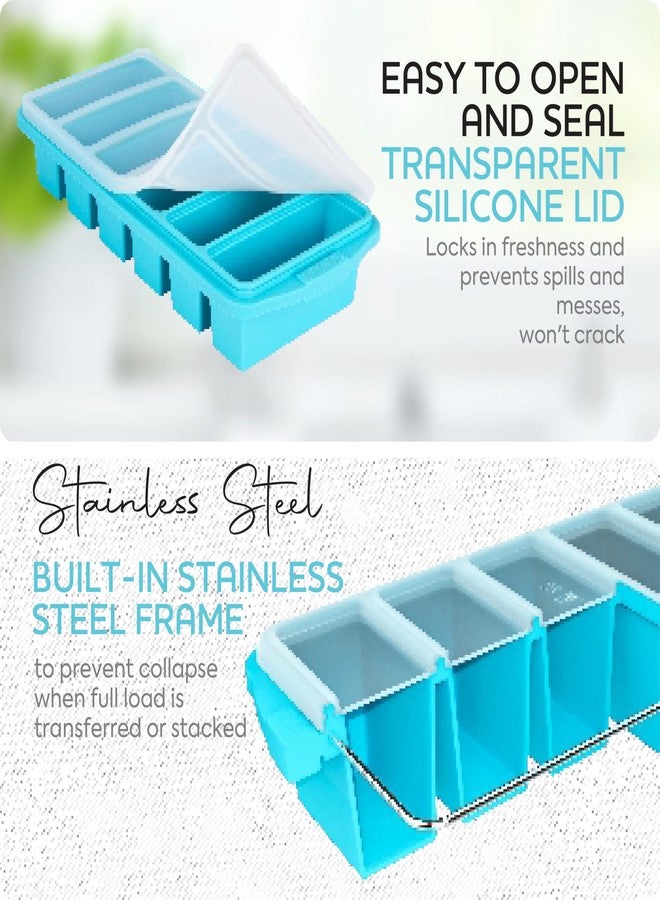 Xomoo 1/2 Cup Silicone Freezer Tray with Lid - Silicone Freezer Molds 2-Pack for Meal prep & Freezing of Various sauces and Other Dishes, Makes 12 Perfect 1/2 Cup portions Cubes,Oven and Dishwasher Safe - Image 2