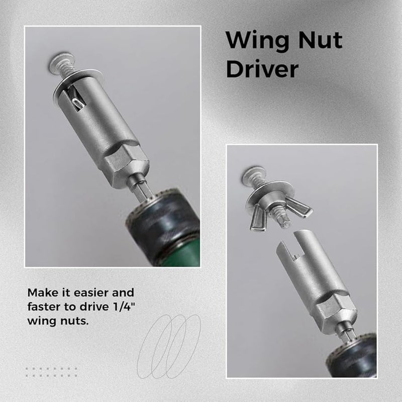 مجموعة من 3 قطع من مفكات صواميل الجناح 1/4 بوصة، بعمود سداسي، مصنوعة من صلب الكروم والفاناديوم، مصممة لمصافي الأعاصير - Image 5