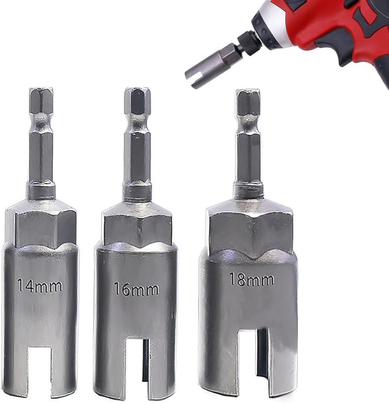 مجموعة من 3 قطع من مفكات صواميل الجناح 1/4 بوصة، بعمود سداسي، مصنوعة من صلب الكروم والفاناديوم، مصممة لمصافي الأعاصير - Image 1