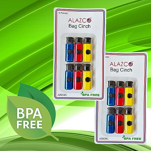 ALAZCO 12pc BPA-Free Premium Quality ALAZCO Bag Clips - Value Set Food Fruit Bread Bag Cinch Non-Slip Grip EASY Squeeze & Lock - Image 3