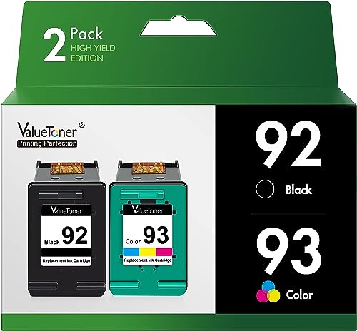 Valuetoner Remanufactured Ink Cartridges Replacement for HP 92 93 Ink Cartridge Combo Pack for HP Photosmart 7850 C3150 C3180, Deskjet 5440 5420, PSC 1510 2525 Printer (2 Pack, 1 Black, 1 Tri-Color) - Image 1