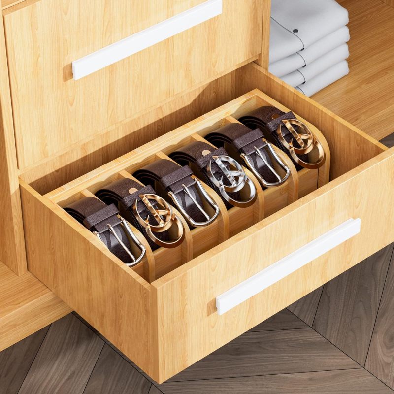 Bamboo Belt Organizer 35*15*11.43 Cm Space-Saving - Stain-Resistant Closet Storage for Drawer, Closet And Tabletop Use - Image 4