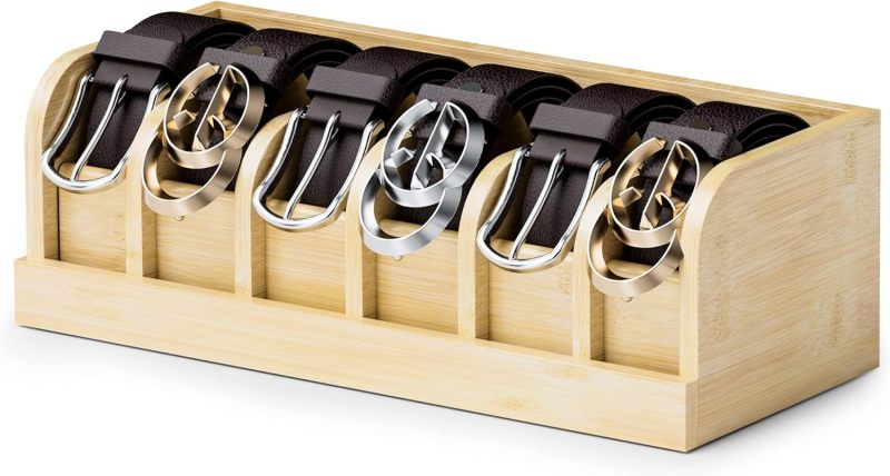 Bamboo Belt Organizer 35*15*11.43 Cm Space-Saving - Stain-Resistant Closet Storage for Drawer, Closet And Tabletop Use - Image 2