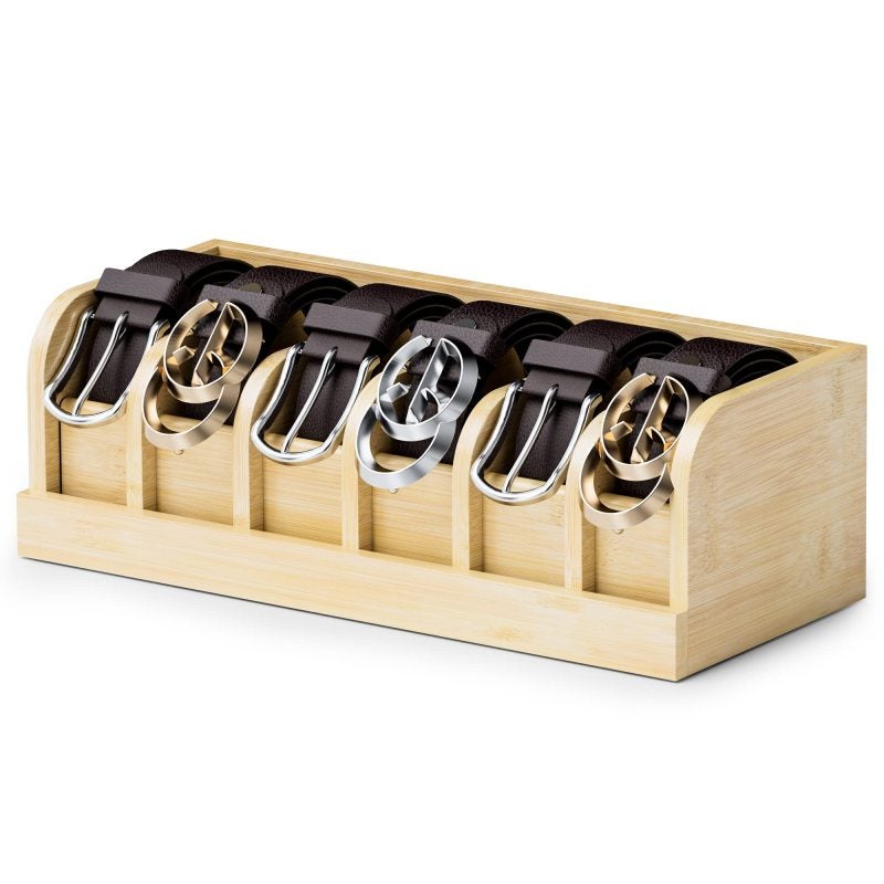 Bamboo Belt Organizer 35*15*11.43 Cm Space-Saving - Stain-Resistant Closet Storage for Drawer, Closet And Tabletop Use - Image 1