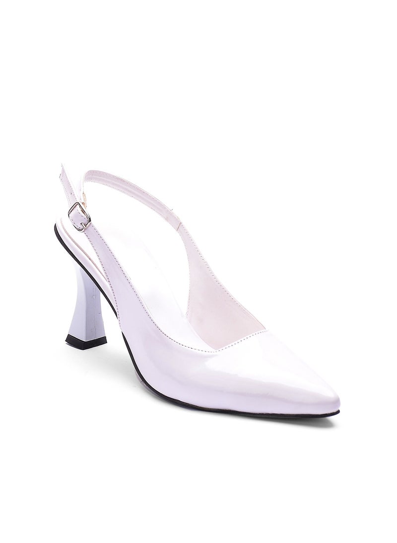 LIFESTYLISH Shoes Heels With Buckle F-20 - White-Glossy  - Image 1