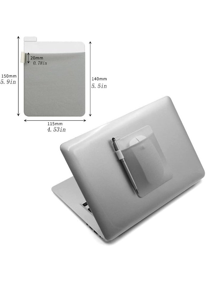 jaexest Pocket Pouch for Laptop with Reusable Adhesive，Pouch Holder for Computer Accessories，Self-Adhesive Mouse Headset Storage Bag for Portable External USB Cable,Apple Magic Mouse - Image 2
