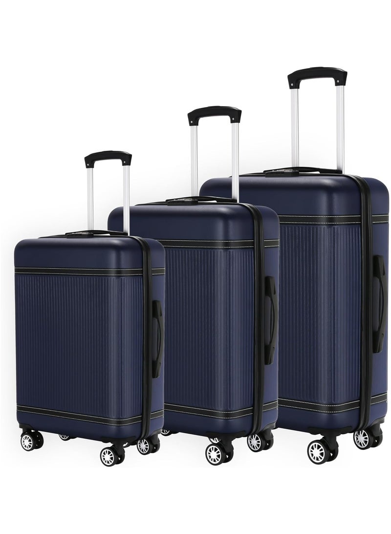 Favarey New 3-Piece Luggage Sets (20", 24", 28"), ABS+PC Hard Shell Carry-on Luggage Expandable, Travel Luggage Suitcases with Spinner Wheels, Carry on Luggage Set with TSA Lock (Blue)  - Image 1