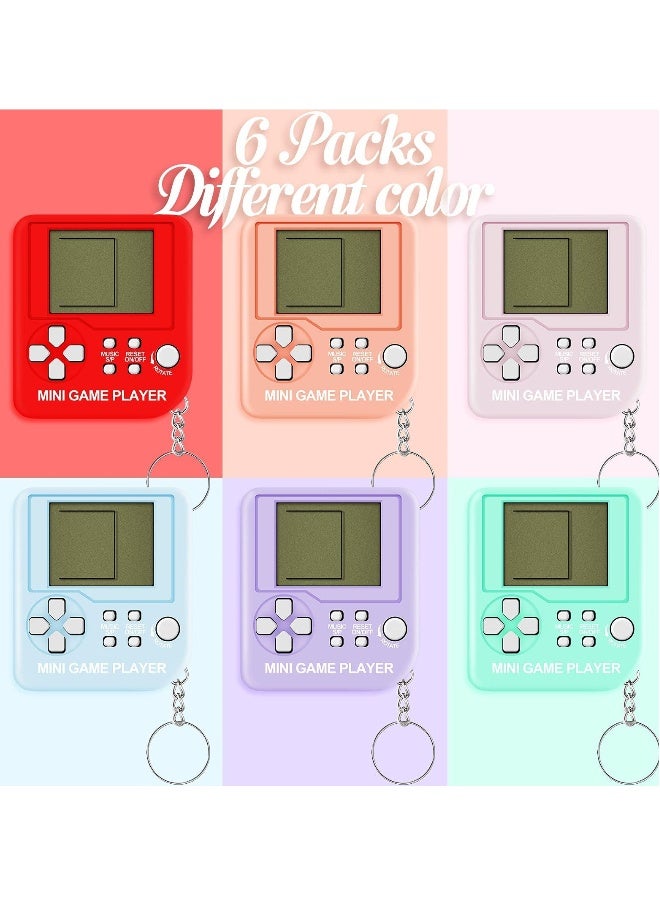 6 Pieces Video Game Party Favors Mini Brick Game Toy Keychain Game Console - Image 2