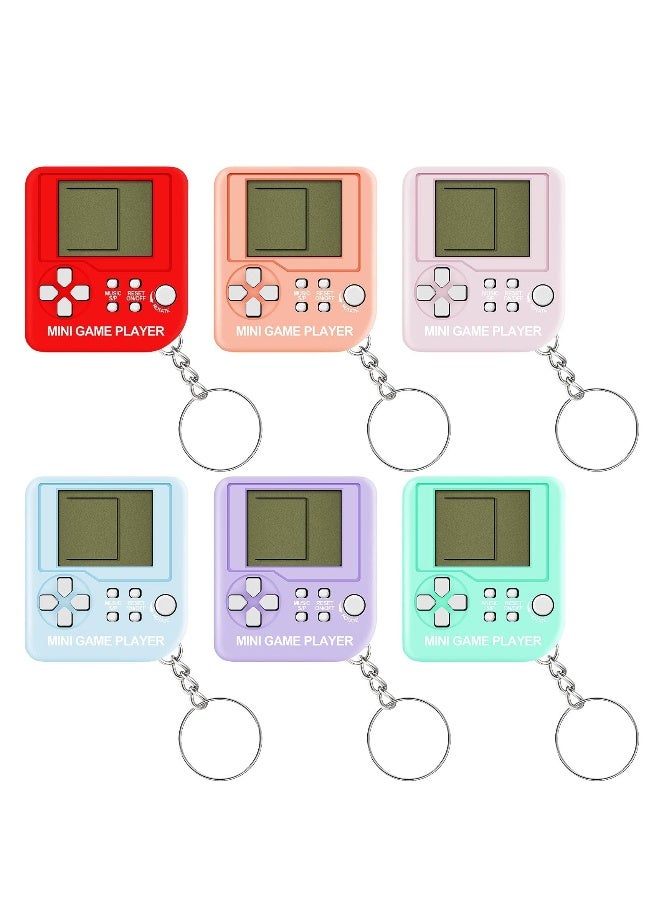 6 Pieces Video Game Party Favors Mini Brick Game Toy Keychain Game Console - Image 1