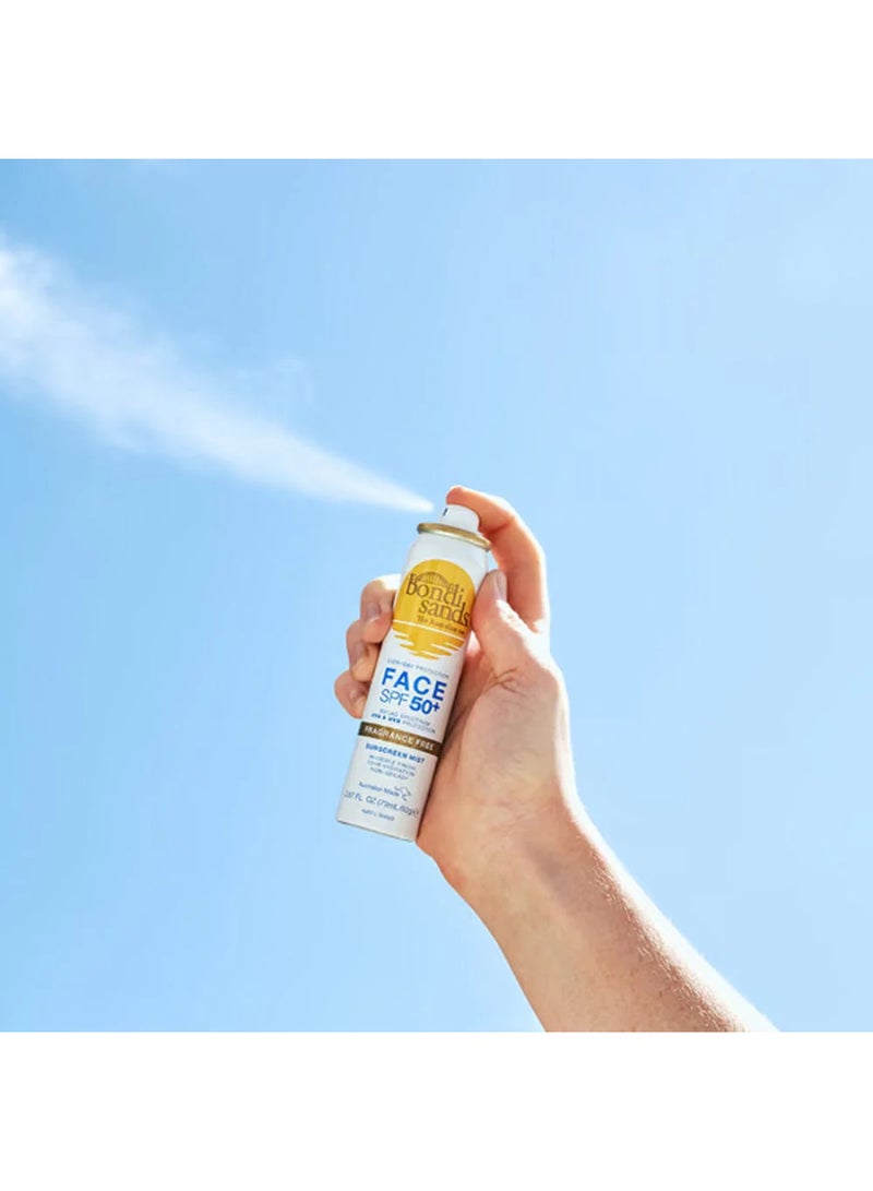 BONDI SANDS Invisible SPF 50+ Facial Sunscreen Mist - Refreshing & Non-Greasy, Sets Makeup and Provides Broad Spectrum Protection for on-the-go Reapplication (60 g) - Image 5