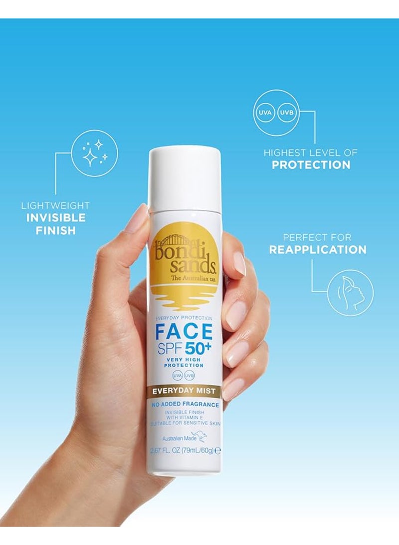 BONDI SANDS Invisible SPF 50+ Facial Sunscreen Mist - Refreshing & Non-Greasy, Sets Makeup and Provides Broad Spectrum Protection for on-the-go Reapplication (60 g) - Image 3